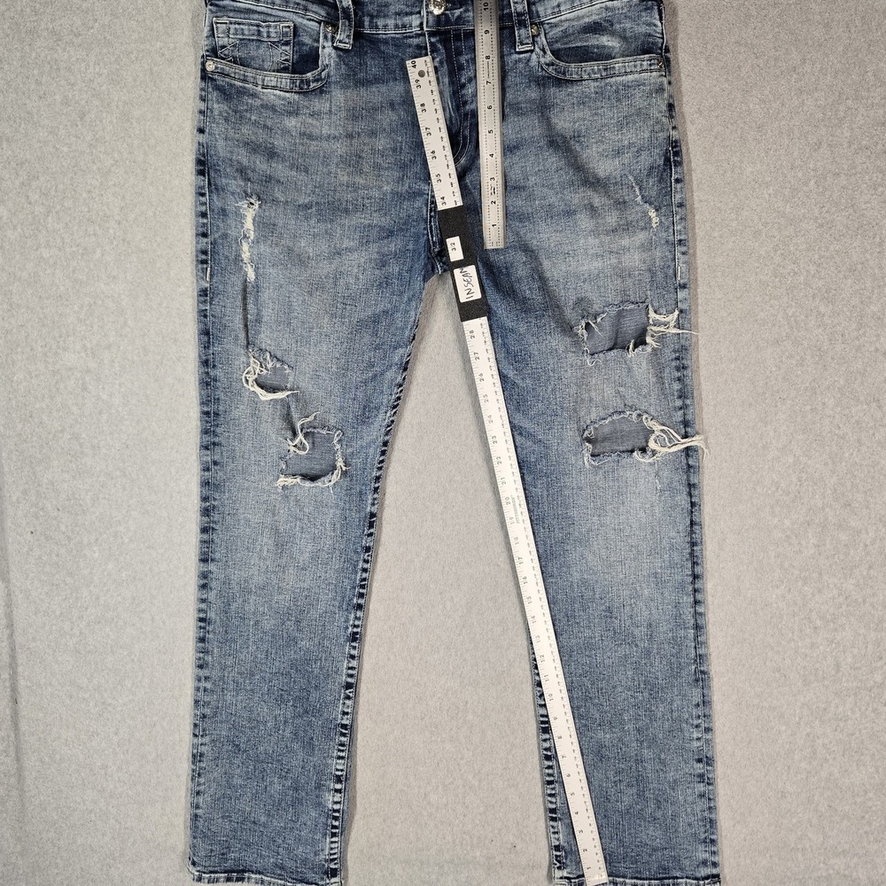 True Religion Men Jeans 38 Blue Denim Ricky No Flap Grunge 32" Inseam Stretch
